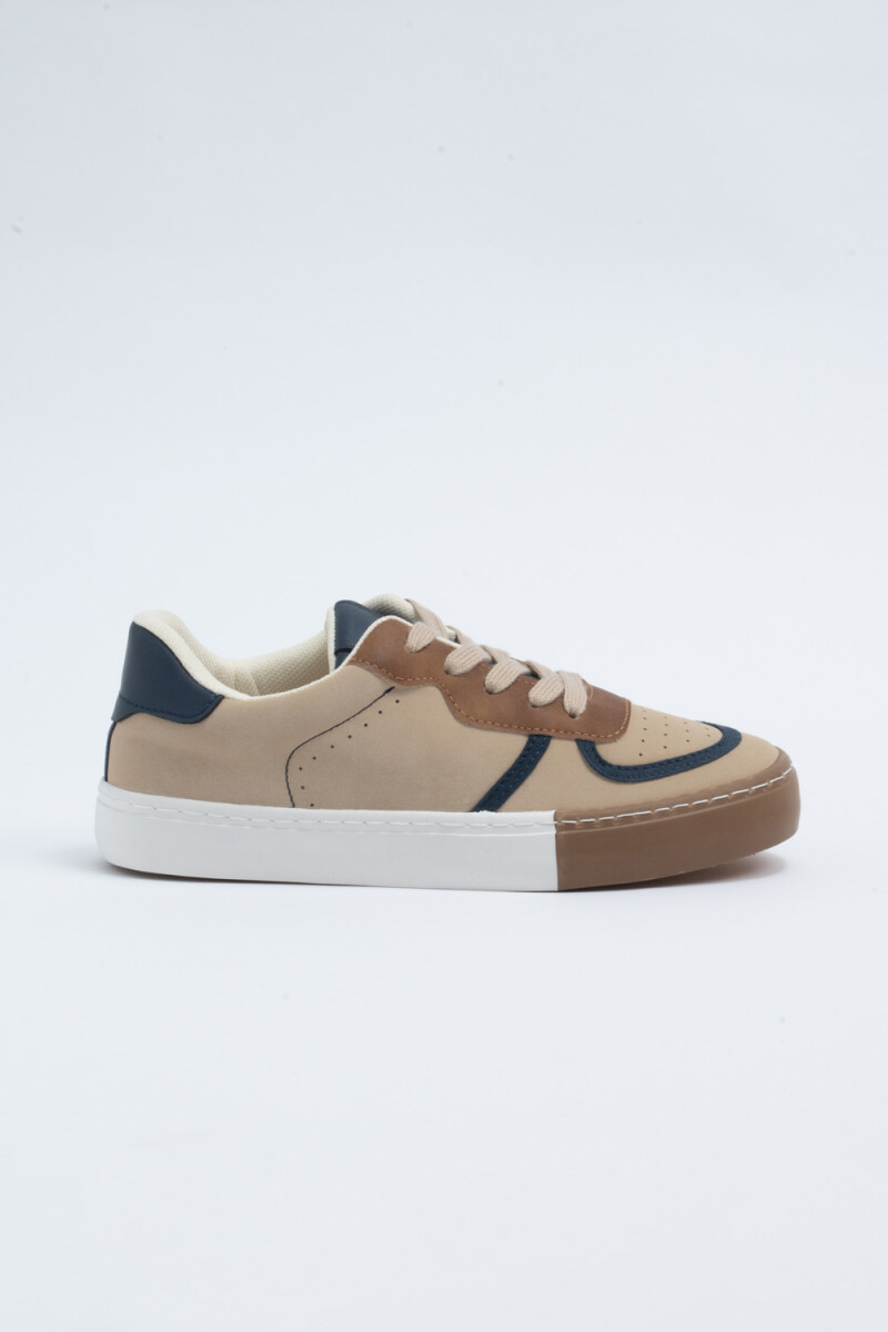 Zapatilla cordones colores Beige