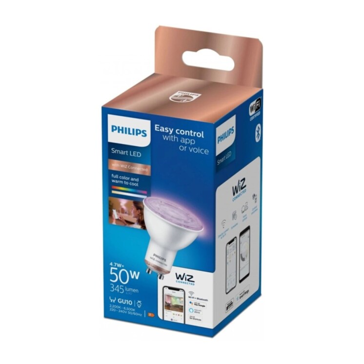 Lámpara dicroica LED WIZ RGBW con wifi 4,9W, GU10 - Lámpara dicroica LED WIZ RGBW con wifi 4,9W, GU10 -