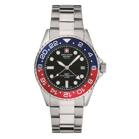 Reloj Swiss Alpine Military Master Divers GMT 7052.1131 para hombre con correa de acero Reloj Swiss Alpine Military Master Divers Gmt 7052.1131 Para Hombre Con Correa De Acero