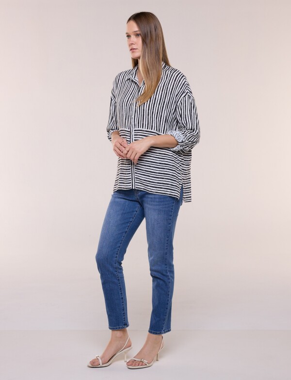 Camisa Lineas BLANCO/NEGRO
