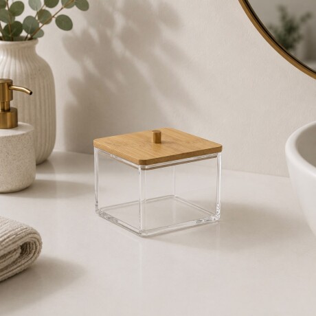 Organizador Acrílico Tapa Bambú Largo 9cm - Alto 7cm Organizador Acrílico Tapa Bambú Largo 9cm - Alto 7cm