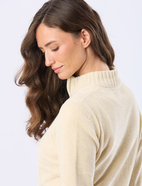 BUZO TEJIDO COMBINADO Beige