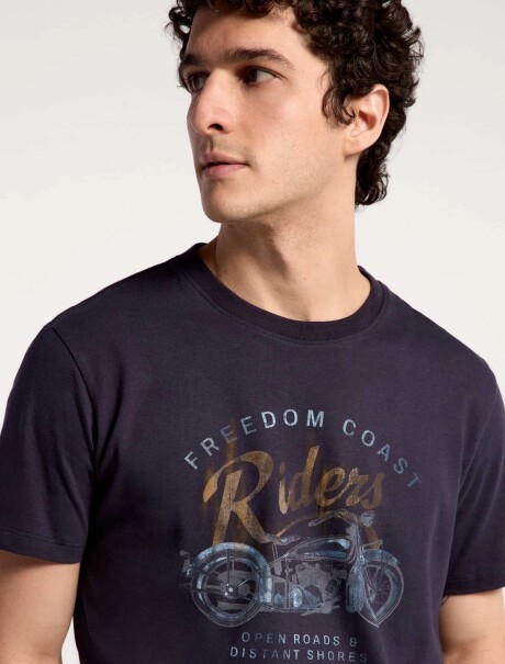 CAMISETA MANGA CORTA CON ESTAMPA AZUL