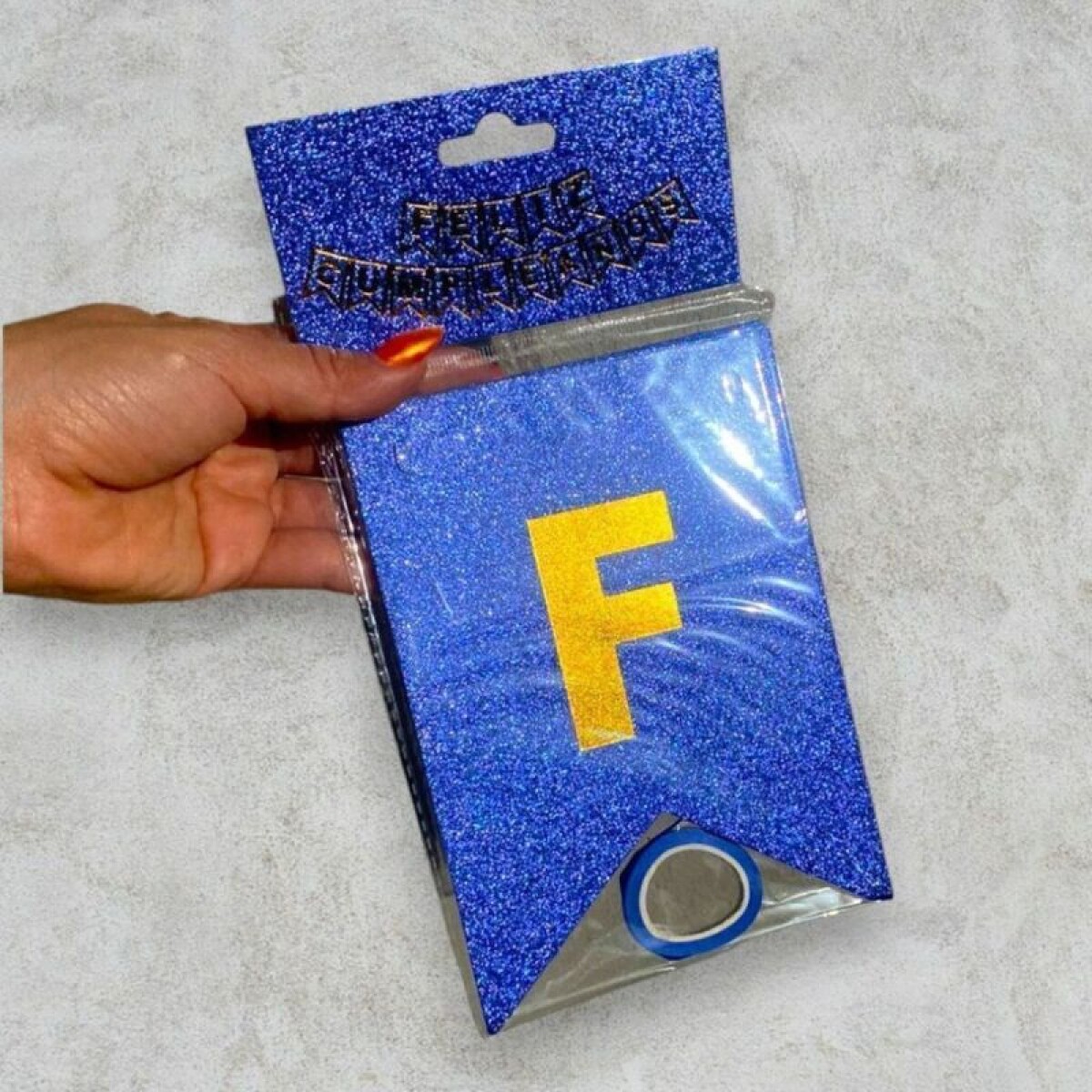 Banderín Feliz Cumpleaños con Brillos - Azul 