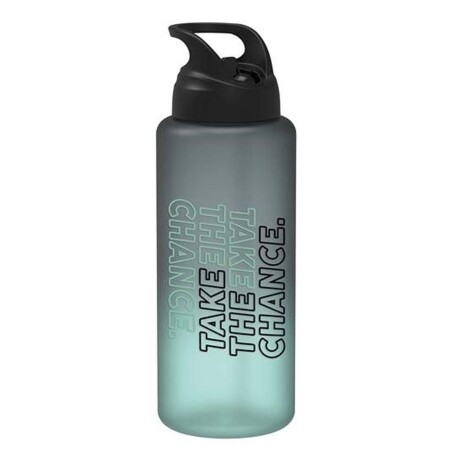 Botella Tritán Deco Letras Plástica 1Lt c/ Manija Moly Renga Negro