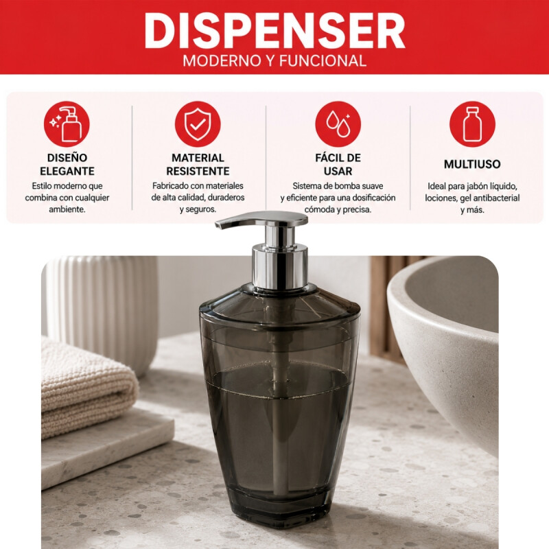 Dispensador de jabon NEGRO TRASLÚCIDO