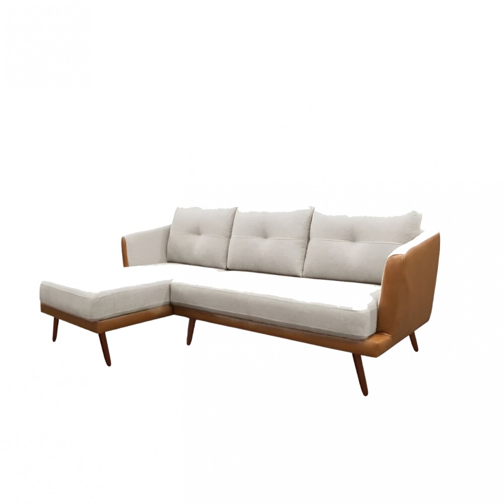 Sofá Con Chaise - Triunfo - 3 Cuerpos Marrón y beige Chaise Derecho