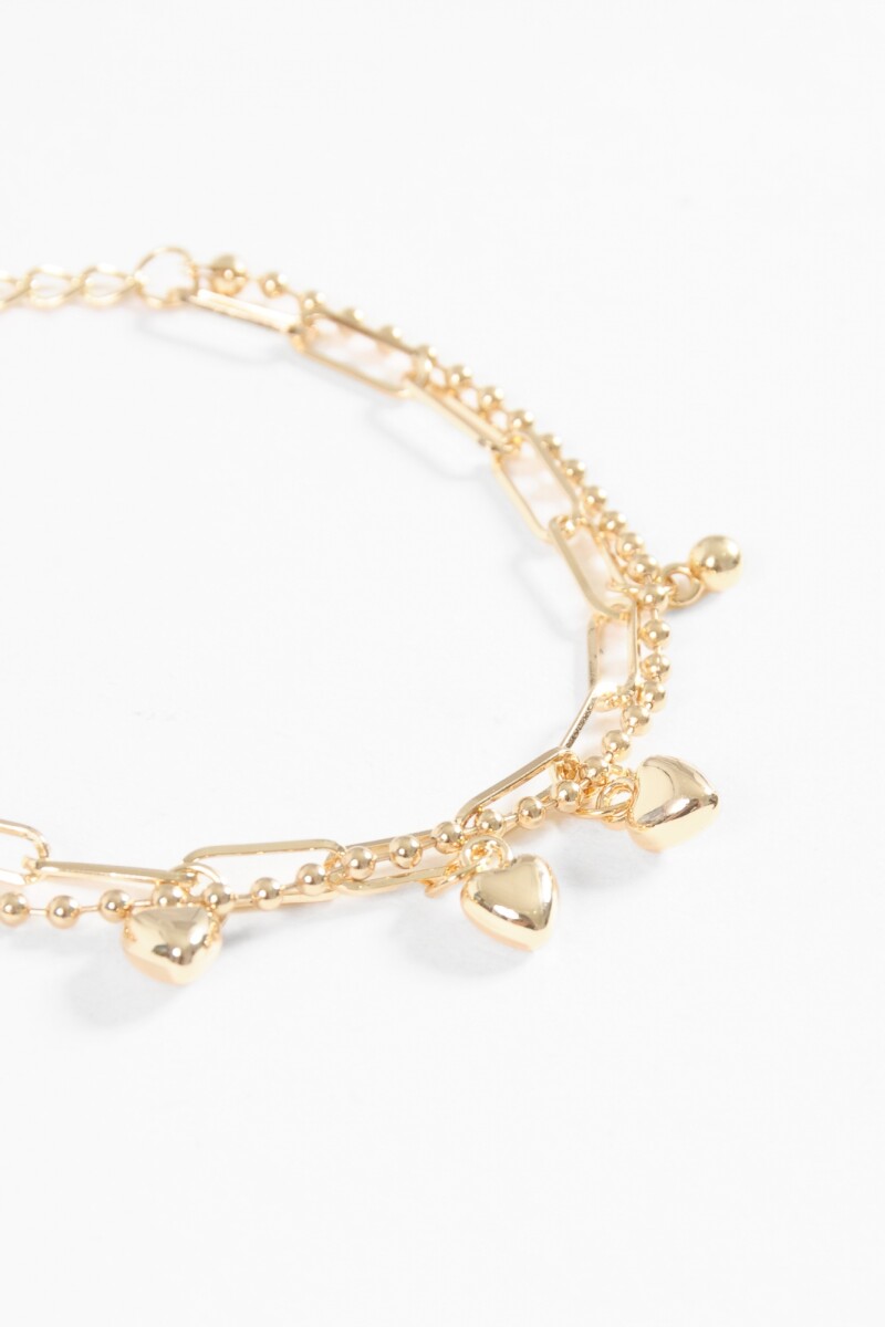 Pulsera doble dije cora dorado