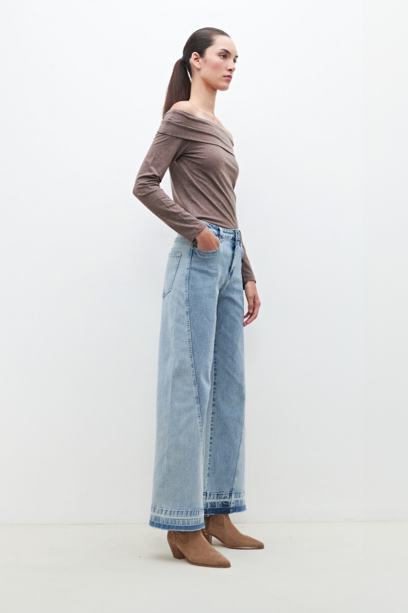 Jean bicolor wide leg Lena jean medio