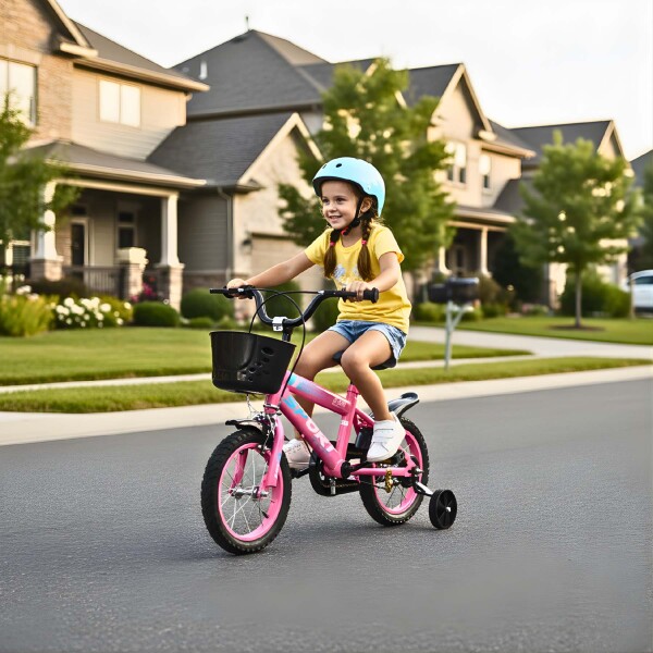 Bicicleta Infantil Sport Rod 12 Canasto Rueditas Guardabarros Rosa 2