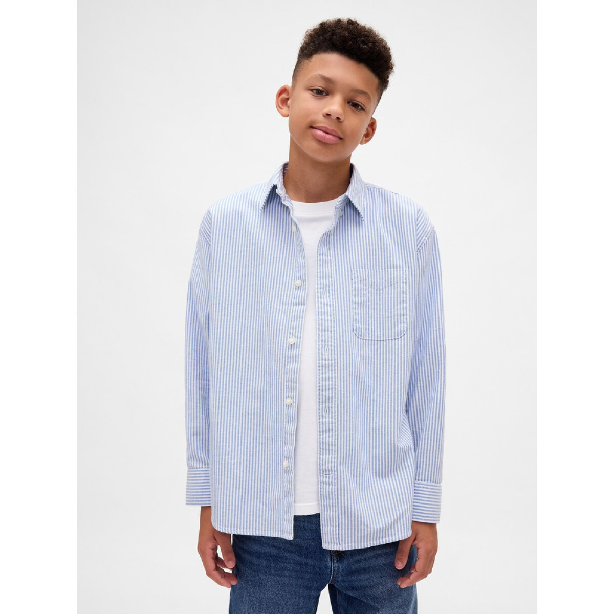 LS RELAXED OXFORD - LIGHT BLUE STRIPE 