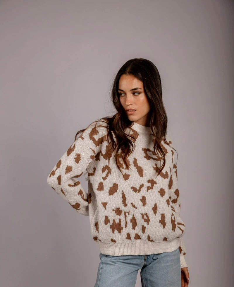 Buzo Print blanco con beige
