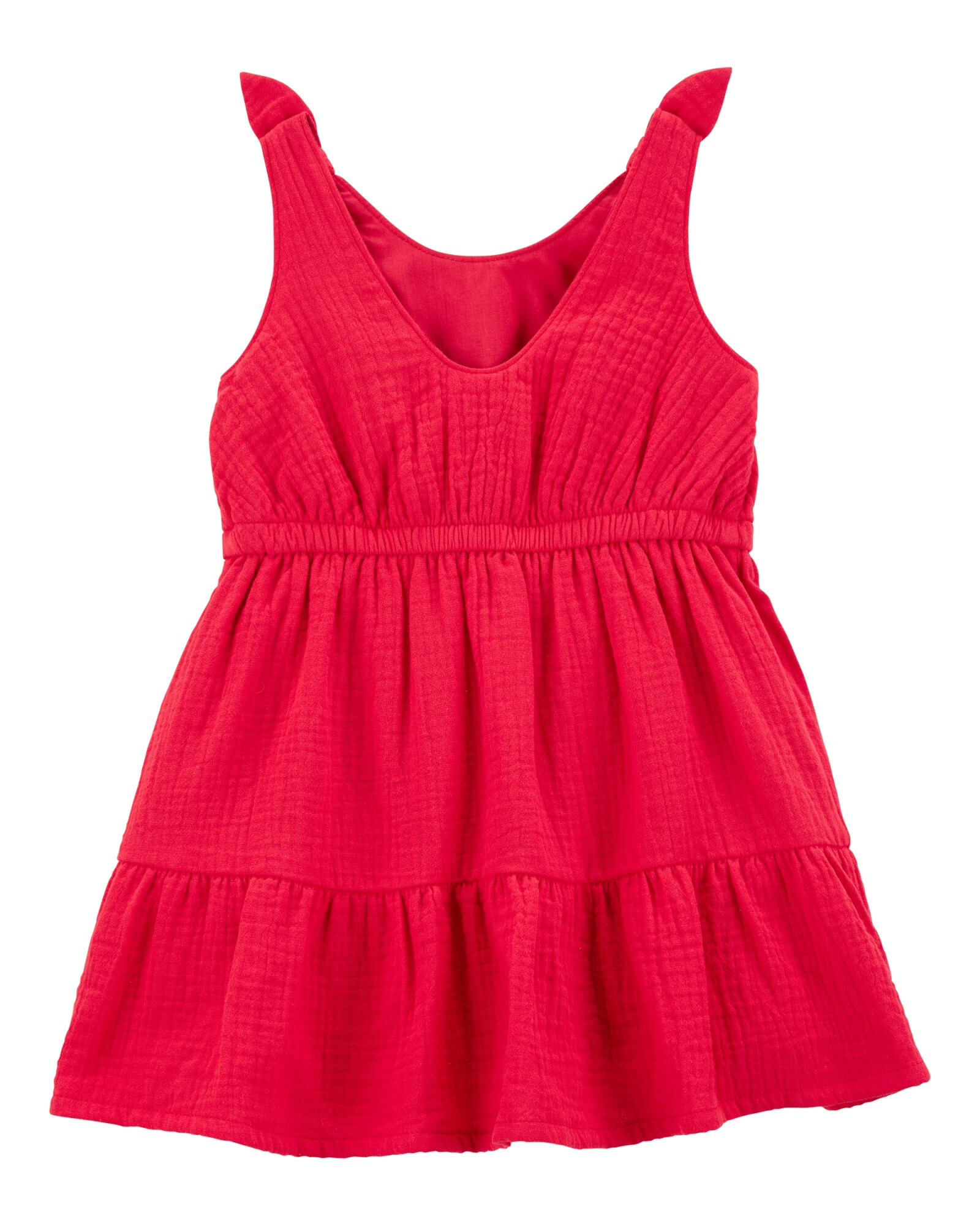 Vestido de algodón, con lazos, rojo Sin color