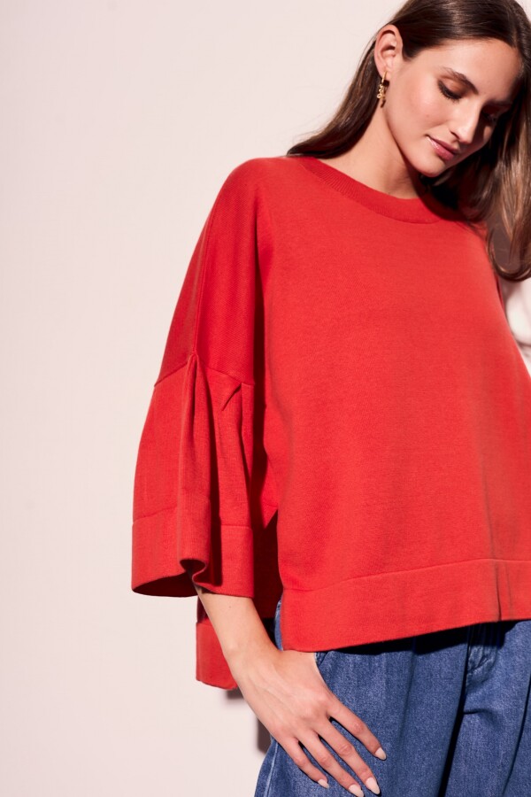 Sweater Manga Volados Rojo