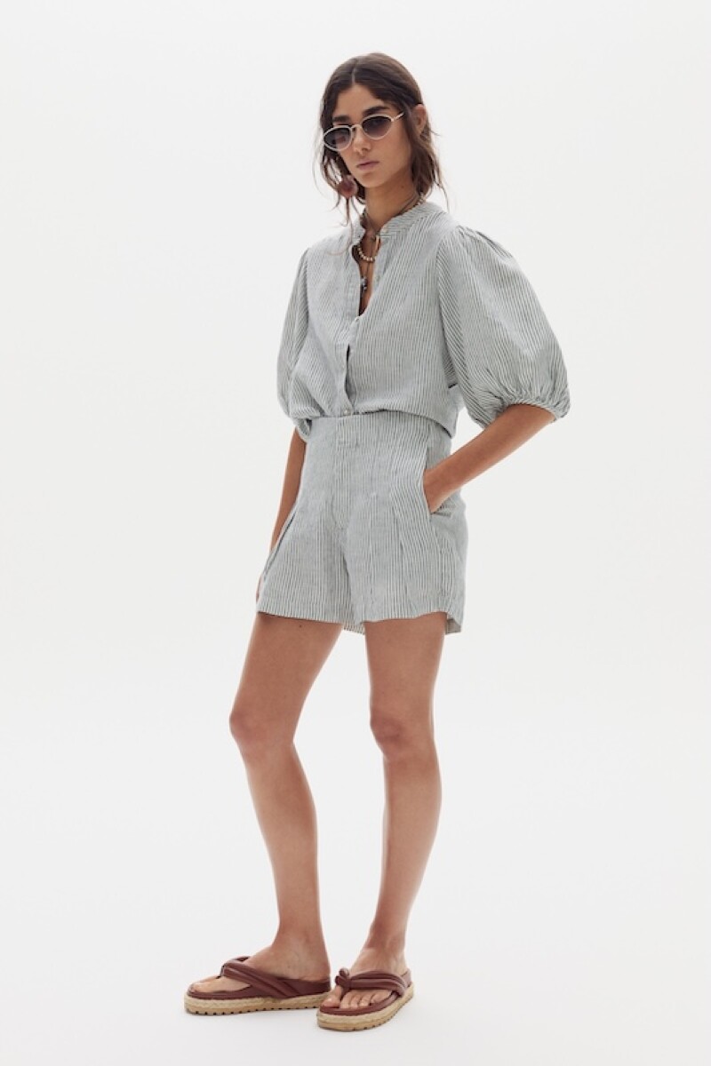Camisa Bubble en Lino Eddie Stripes