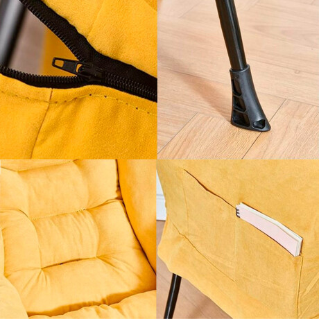 Silla Sillón Butaca Lazy Con Posapie Otomano Bolsillo Amarillo
