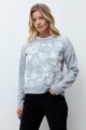 Sweater bordado floral gris melange