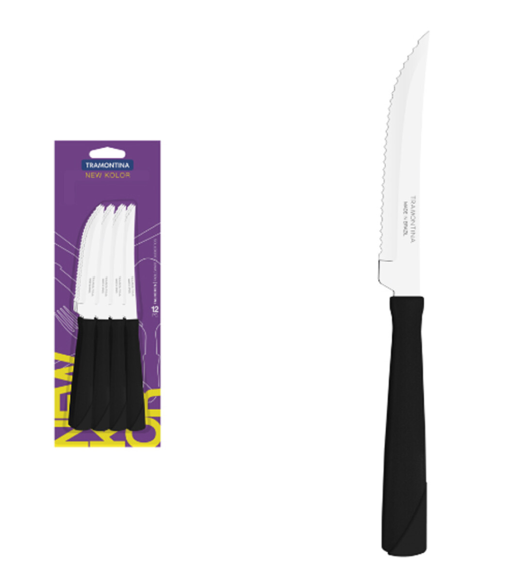 CUCHILLO ASADO NEW KOLOR NEGRO X 12 - 23160/904D 