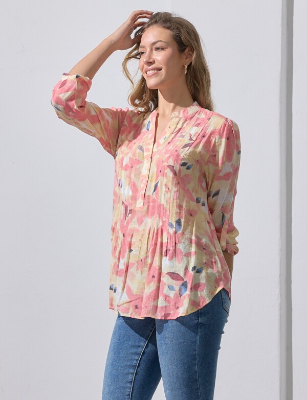 Blusa Gasa Print MULTI/AMARILLO