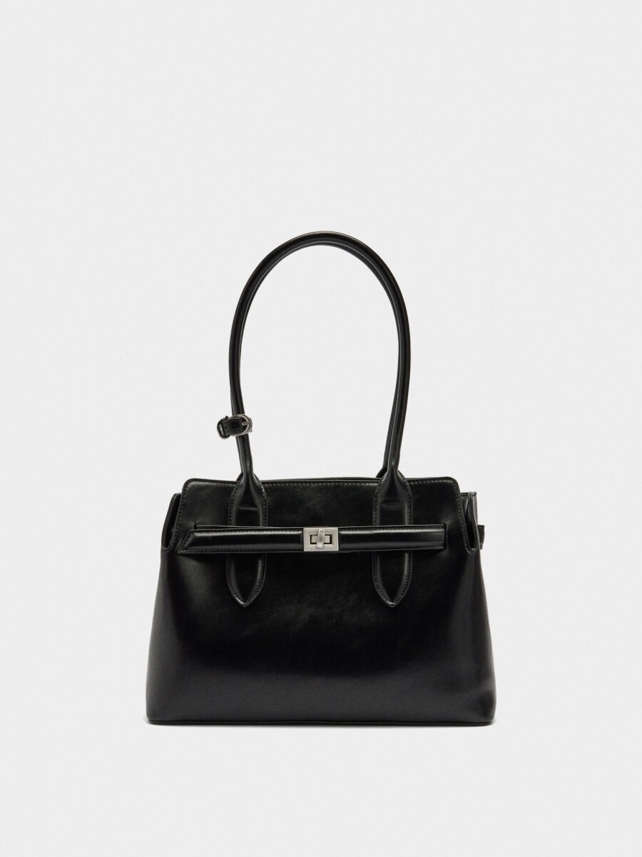 Bolso Tote Con Cinturón negro