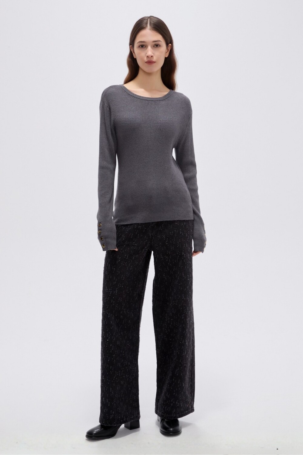 Remera Brune Gris Melange Oscuro