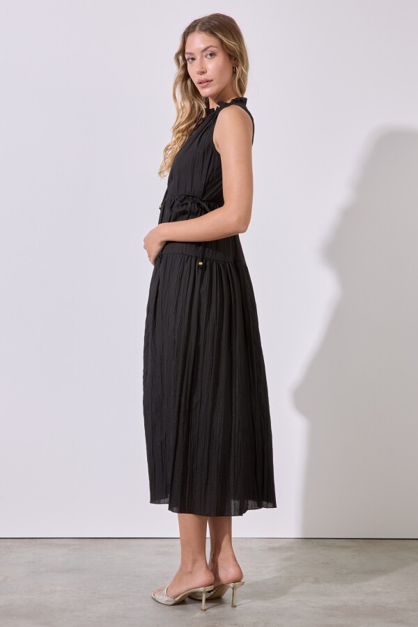 Vestido Maxi Plisado NEGRO