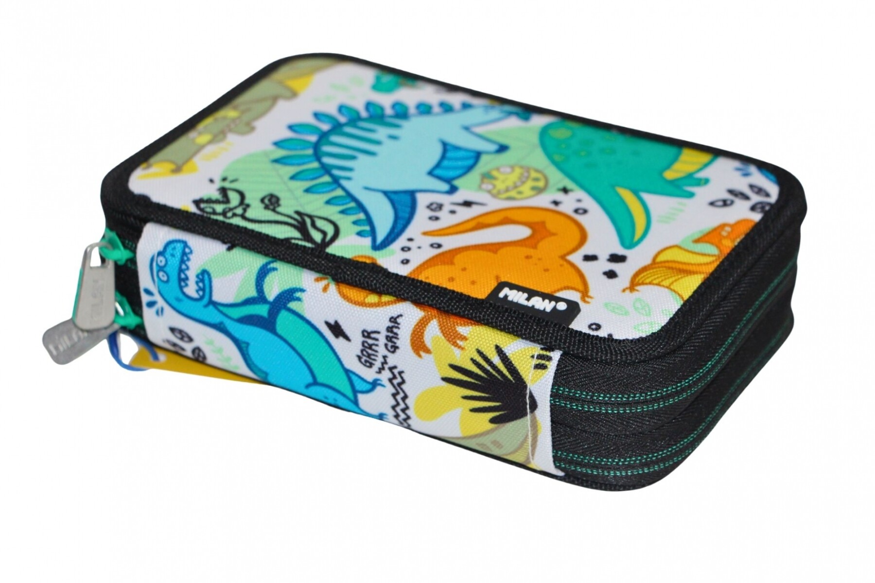 CARTUCHERA MILAN 2 PISOS COMPLETA DE UTILES DINOS 