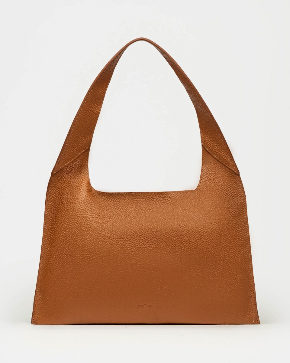 Cartera al hombro Minimal en Cuero Graneado - Marron 