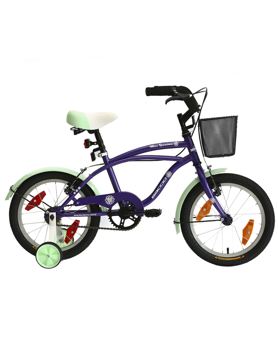 Bicicleta Infantil Baccio Ipanema rodado 16 con canasto - Violeta/Verde 