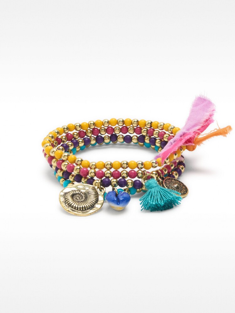 Set De Pulseras Elásticas Multicolor Con Charms multicolor