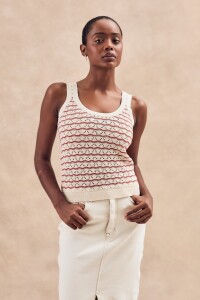 Top Metalizado Textura Rojo