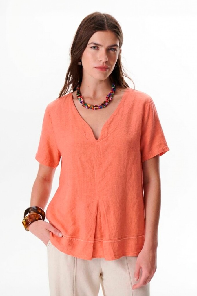 BLUSA LINO PEPPER CORAL