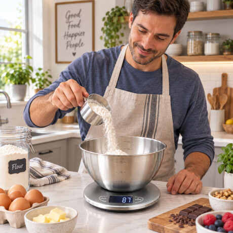 Balanza De Cocina Digital Con Bowl De Acero Hts Plateado