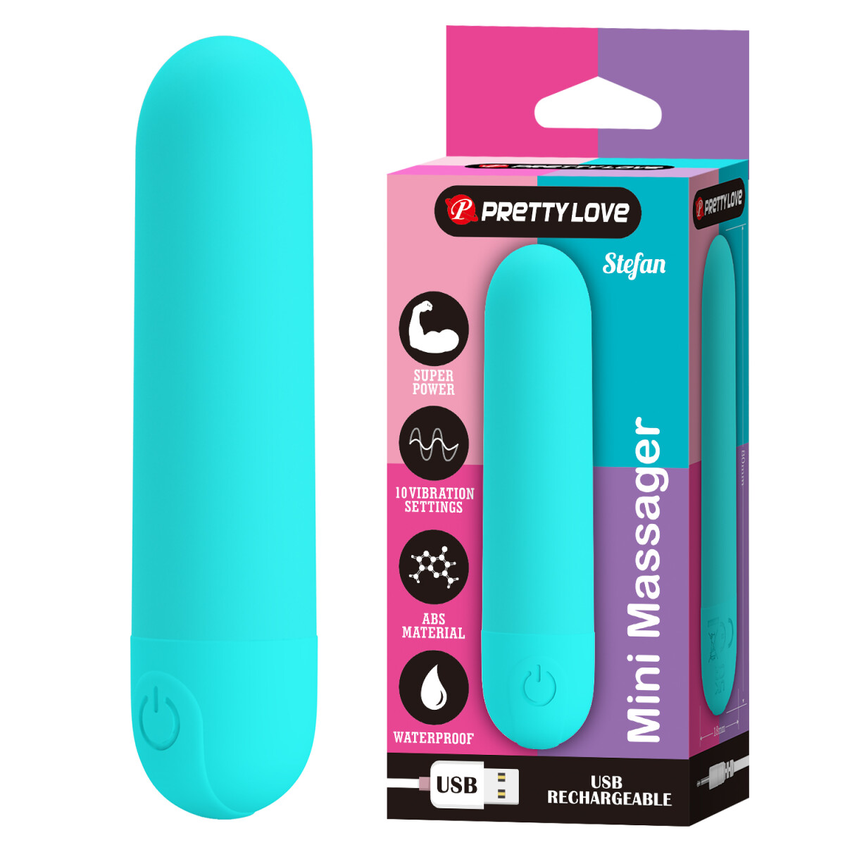 Vibrador Mini Massager Recargable Stefan Pretty Love - Turquesa 