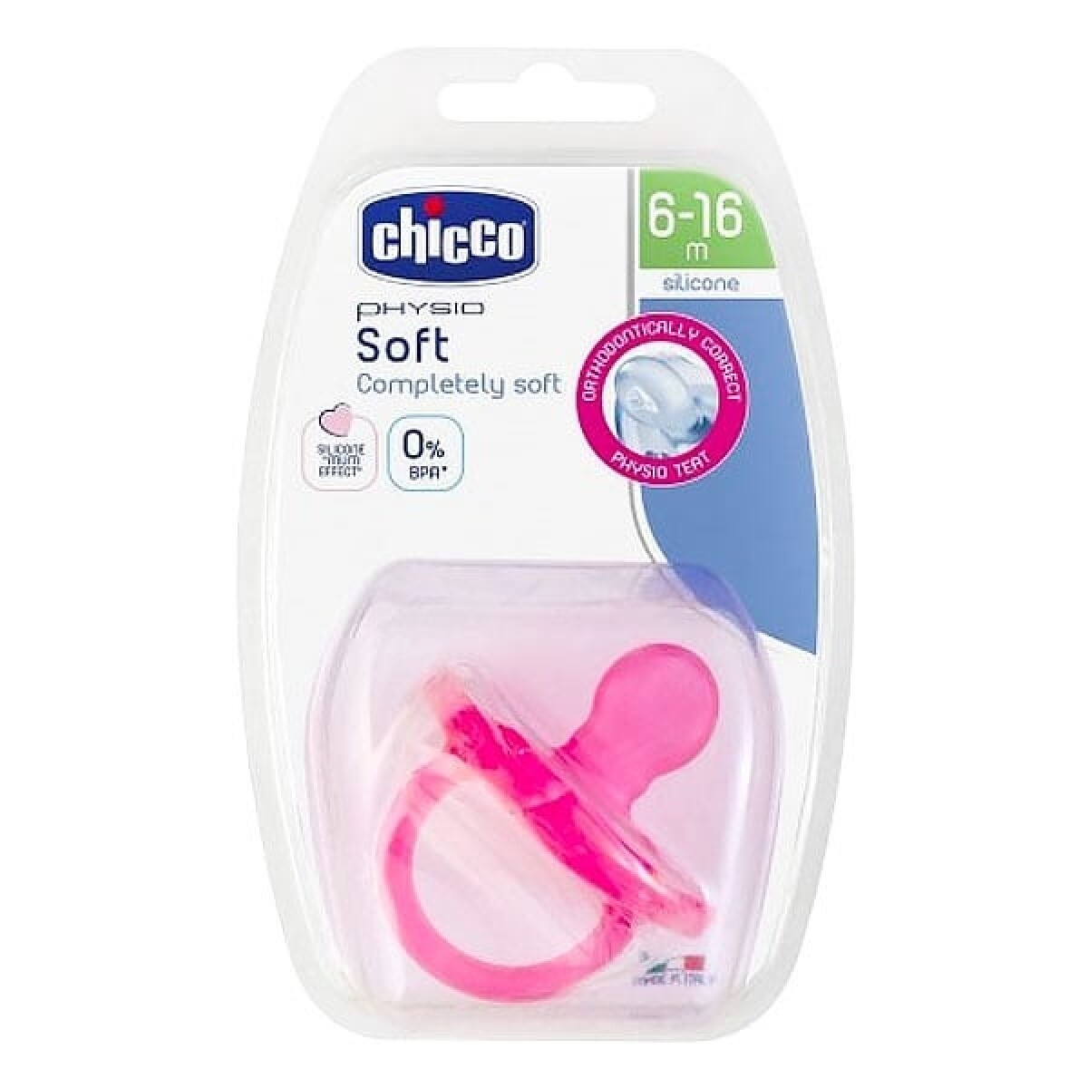 Chupete Chicco Physio Soft Silicona Anatómico Rosa 6 A 16m 