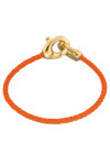 PULSERA DE CUERO NARANJA CON MOSQUETÓN ENTRELAZADO BAÑADO EN ORO 18K Pulsera