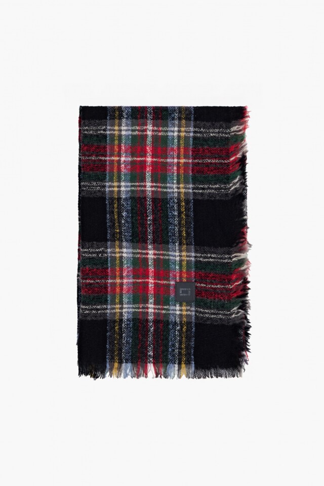 Pashmina a cuadros negro