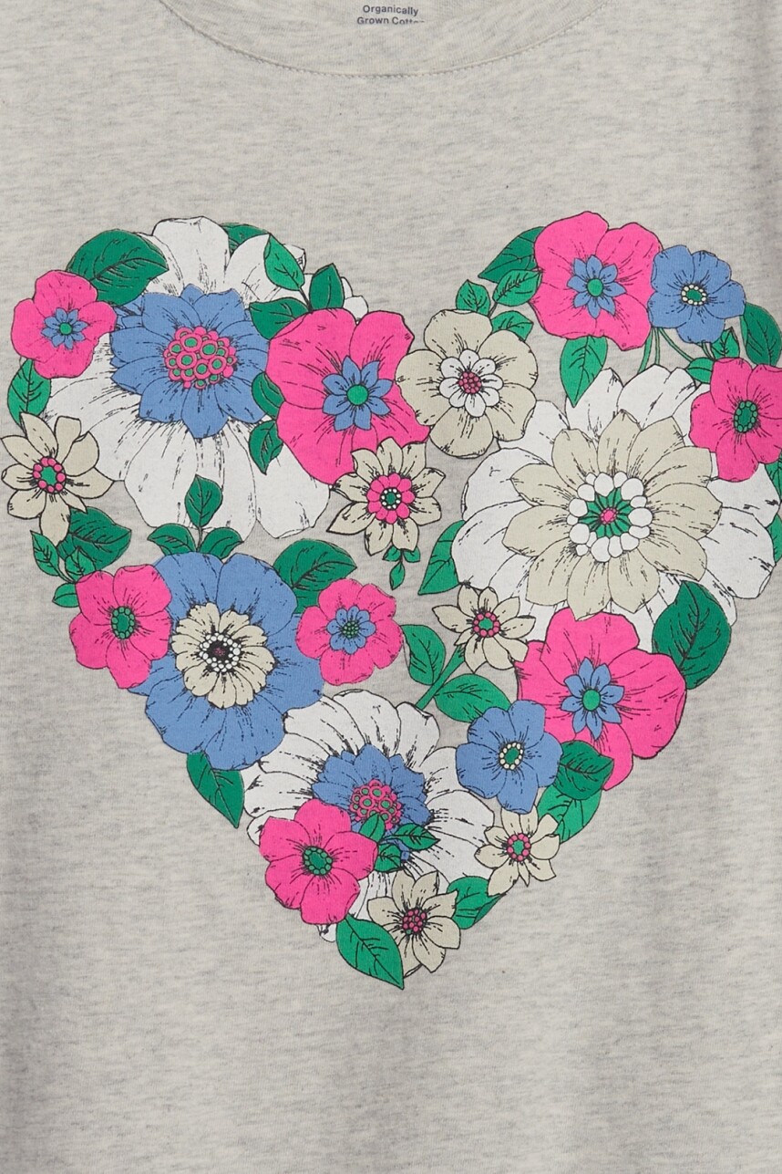 Remera Manga Corta Gráfico Niña Grey Heather B03