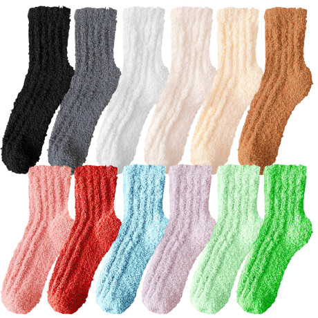 Set X12 Pares Medias Polares Color Unisex Abrigadas Set X12 Pares Medias Polares Color Unisex Abrigadas