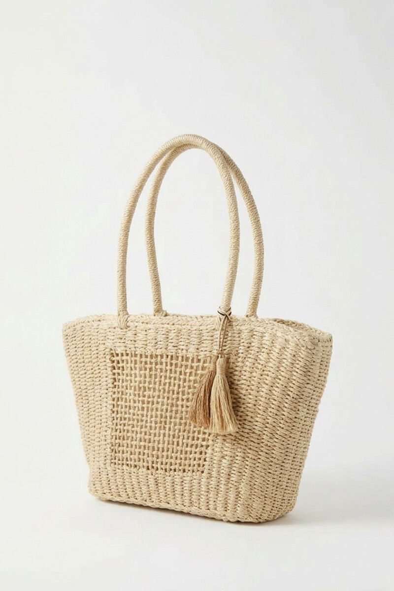 Bolso tejido beige
