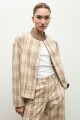 Chaqueta bomber escocesa beige