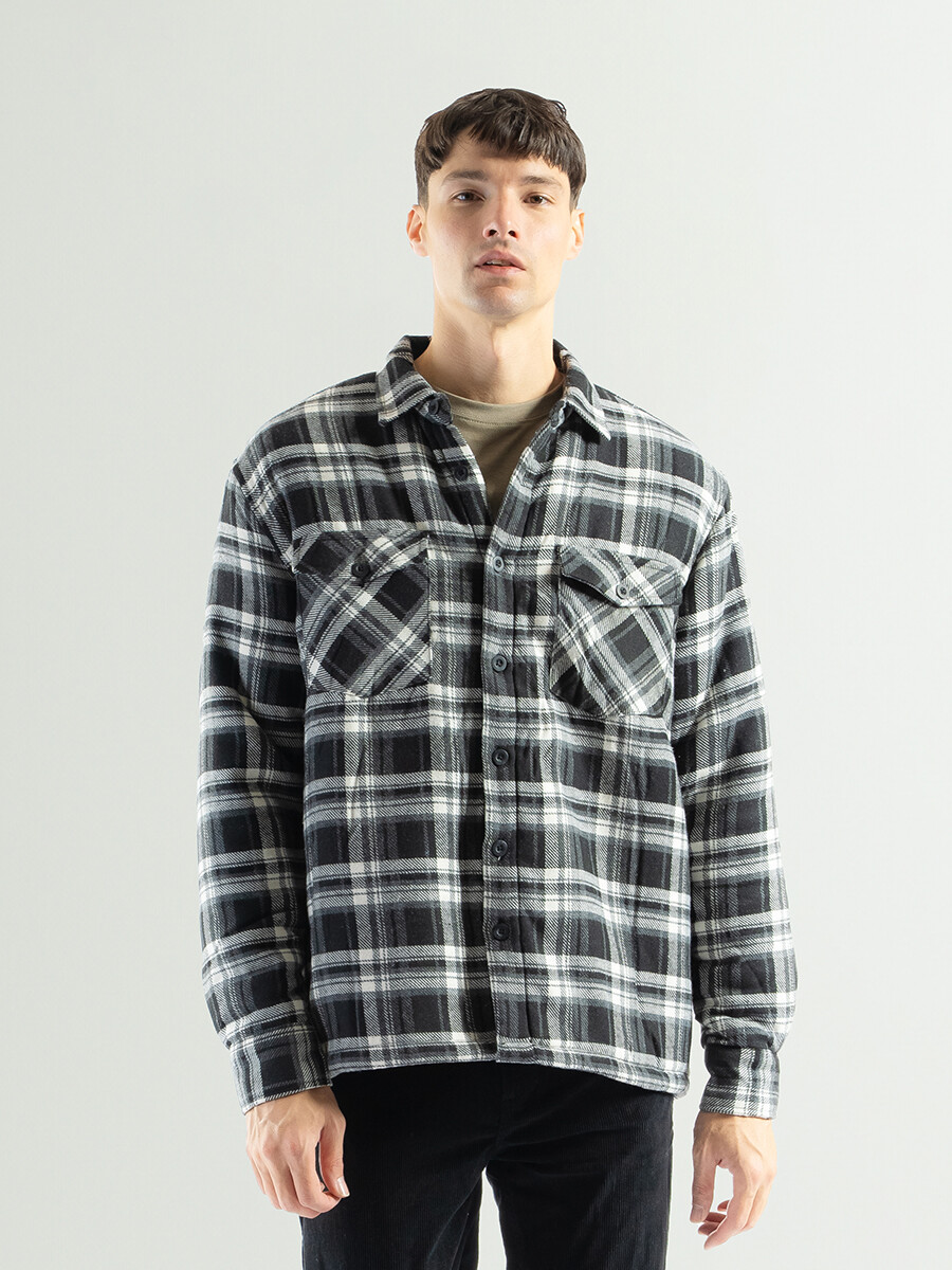 Sobrecamisa de Franela con Corderito - Negro 