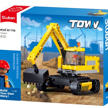Pequeña Excavadora para armar+Figura 152 Piezas Pequeña Excavadora para armar+Figura 152 Piezas