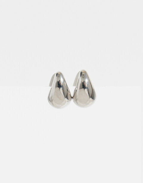 Aros Pasantes Metal Aros De Gota - Plateado Rodio