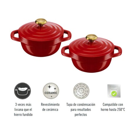 Set 2 Ollas Tefal 11cm | Mini-cocotte Air | Color rojo. Set 2 Ollas Tefal 11cm | Mini-cocotte Air | Color rojo.