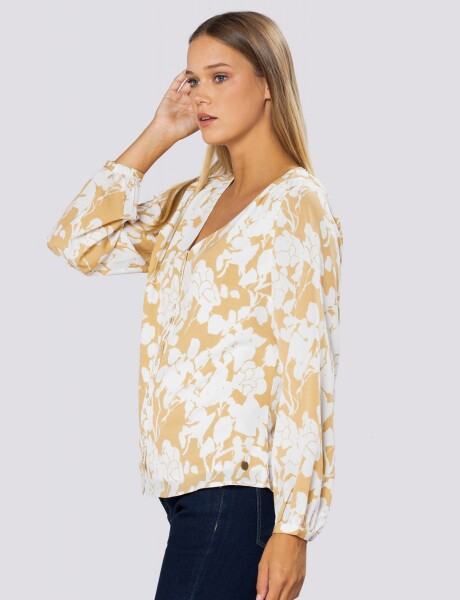 BLUSA ESTAMPADA Mostaza
