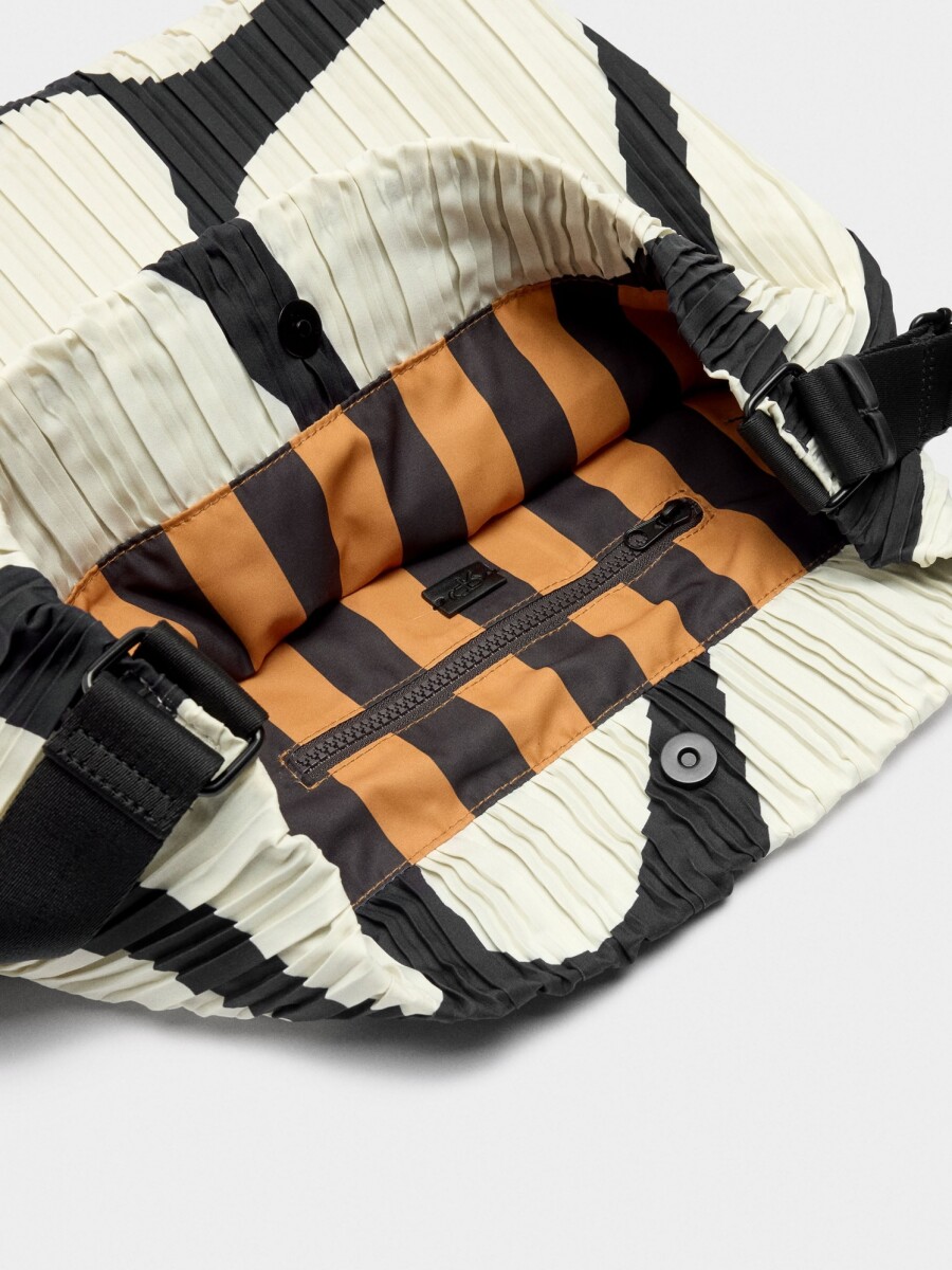 Bolso De Hombro De Nylon Estampado Con Pliegues blanco