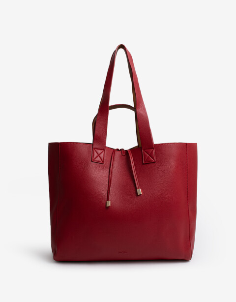 Shopper Shopper Reversible Con Doble Asa De Mano Y Hombro. - Rojo Cereza