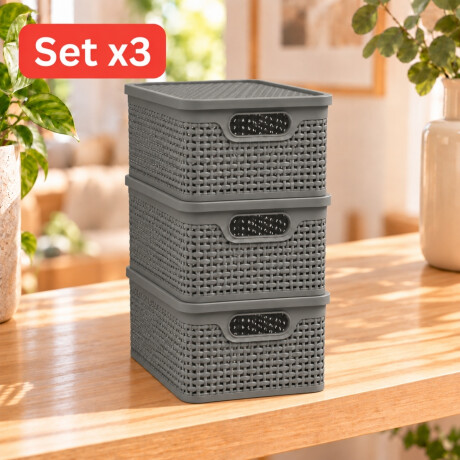 Set x3 Caja simil ratán 40 lts CAPPUCCINO