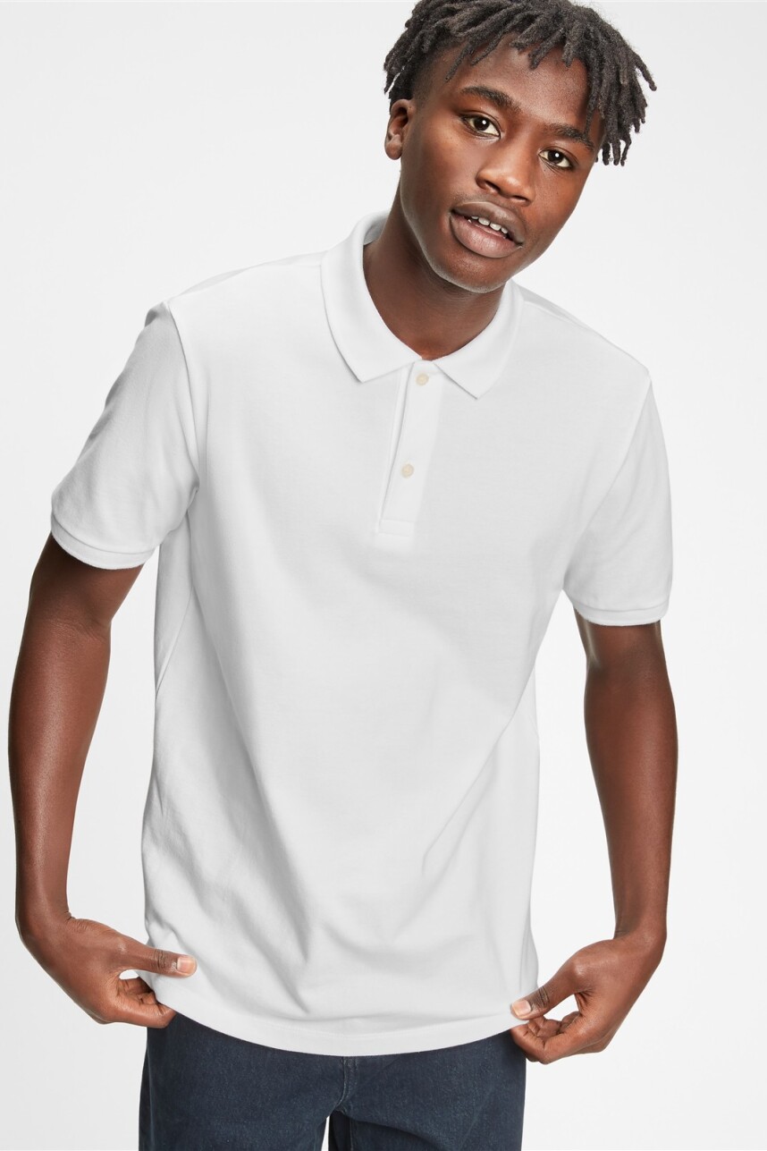 Remera Tipo Polo Hombre White V2 Global